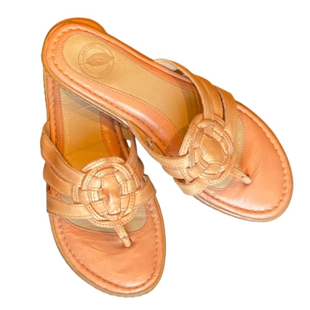 Nurture Woven Leather Cushioned Thong Sandals 7M Peach/Nude 275A - Picture 3 of 8
